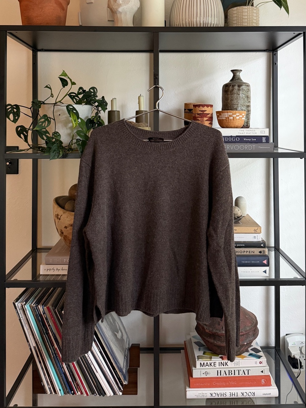 Quince Mongolian Cashmere Boxy Sweater / Heather Truffle Brown